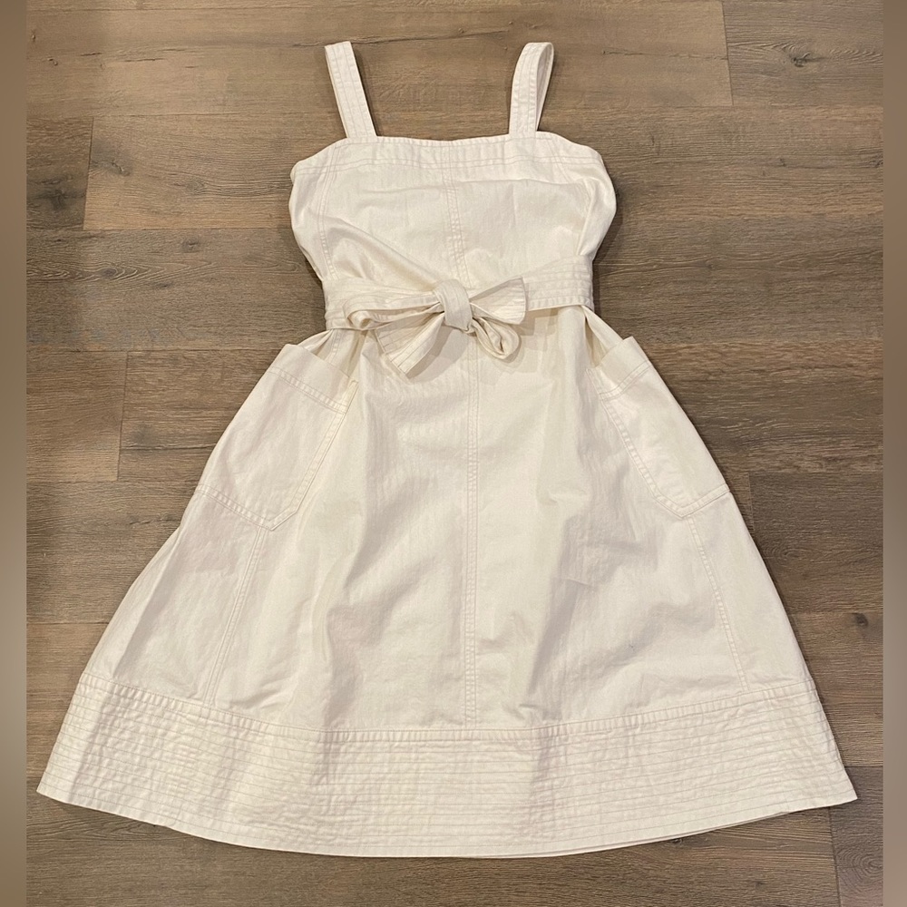 Everlane Cream Sleeveless Sundress with Square Neck